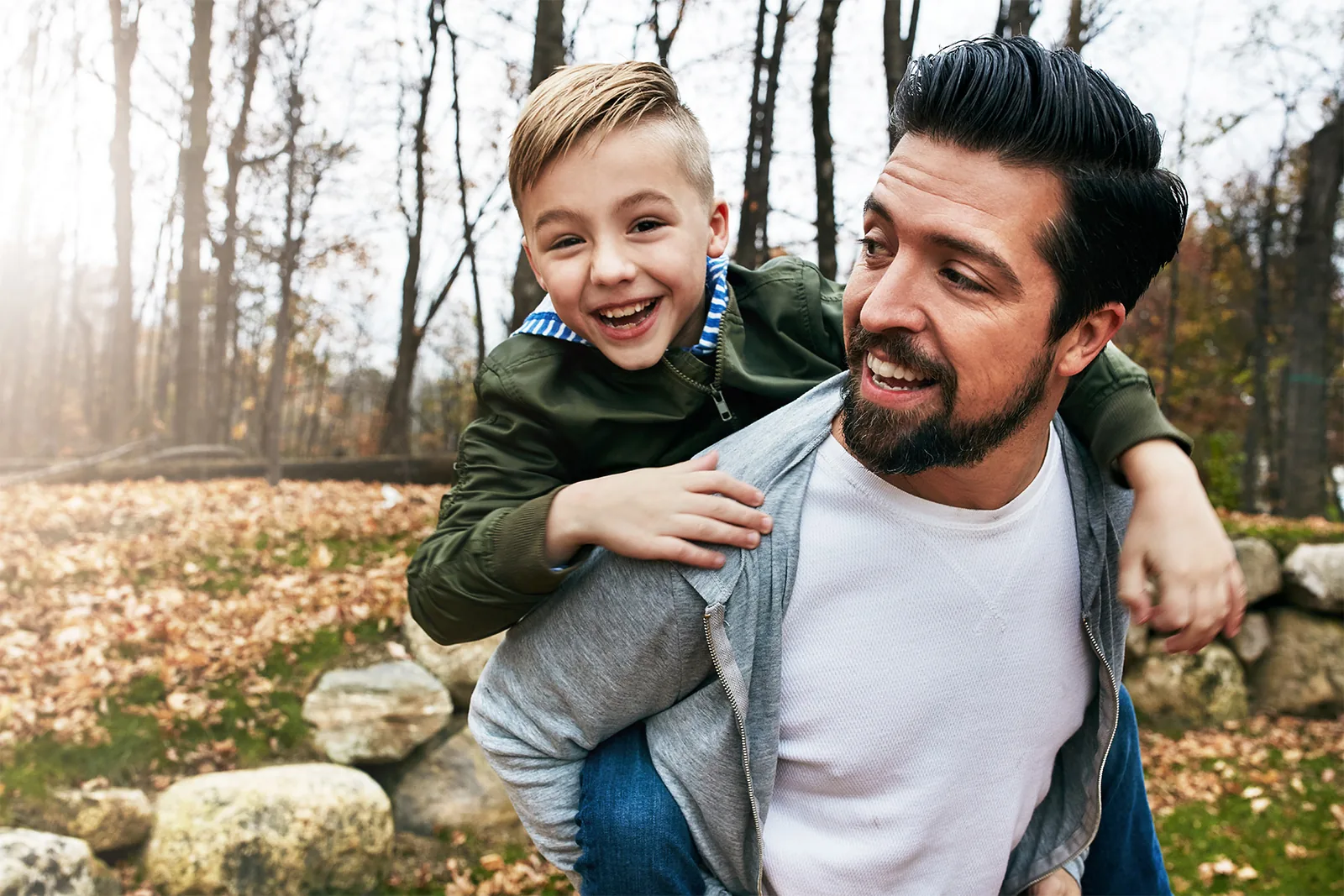 Father and child spending time outdoors